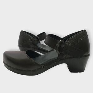 Dansko Makenna Black Leather Heel Mary Janes Sz 39 (9) Rockabilly Career Neutral